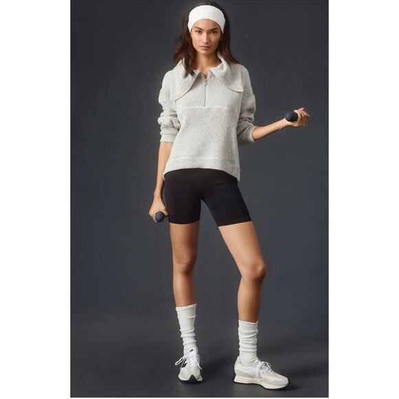 Anthropologie Sweaty Betty Restful Boucle Half Zip Sweatshirt Gray‎ XS EUC - Picture 2 of 11